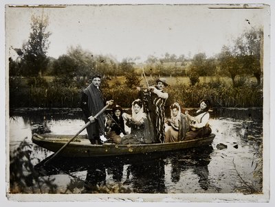 scène de barque, fin XIXe siècle