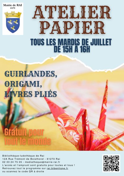 atelier papier juillet - Atelier origami