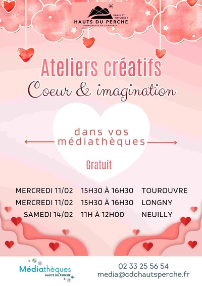Atelier créatifs Mediathèque Février